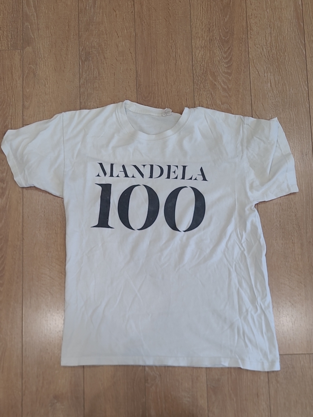2014 Mandela 100 "The Giant Of Africa" White Short Sleeve Graphic Tee